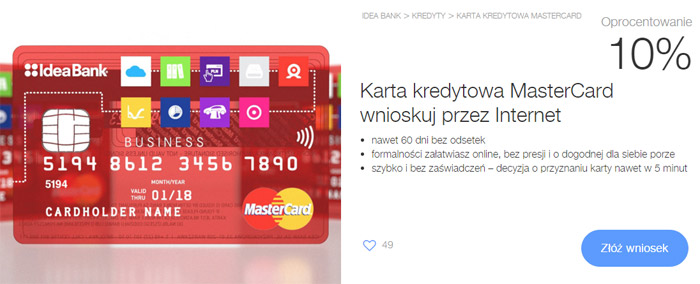 Karta kredytowa dla firm Idea Bank